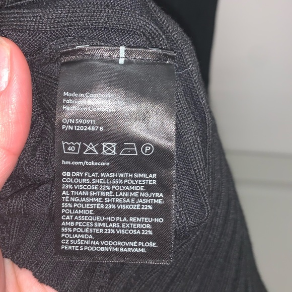 H&M Black Ribbed Knit Long Sleeve Midi Dress Size Large - Picture 5 of 6